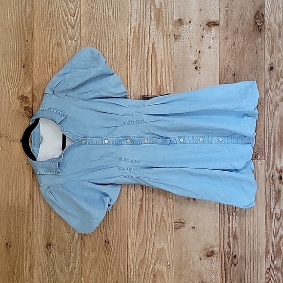 Habitual Other - HABITUAL girl Size 12 Chambray Puff Sleeve Fit-and-Flare Dress NWT